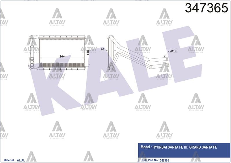 Hyundai Santa Fe Kalorifer Radyatörü 2012-